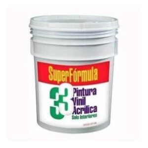 PINTURA VINIL ACRILICA SUPER FORMULA 33, color blanco, 19LT Y Acabado Mate.