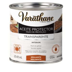 Aceite Protector para Maderas Apto Alimentos, transparente acabado brillante y 473ml.
